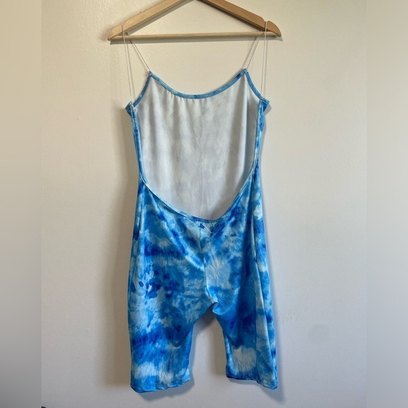 Fashion Nova Blue Tie Dye Swirl Biker Short  Romper - Picture 7 of 10